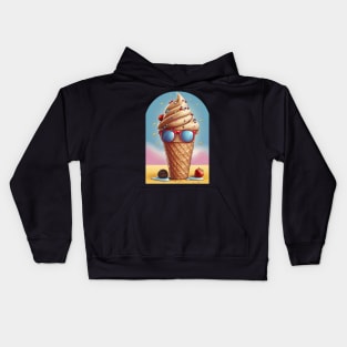 Chocolate ice cream cone design Kids Hoodie